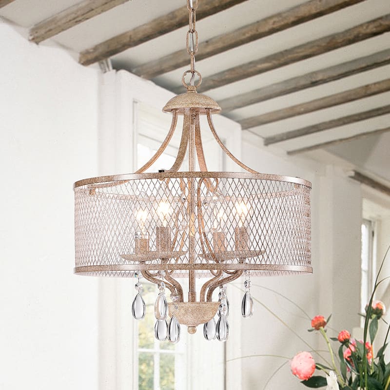 Warehouse of Tiffany Boyenn Rustic Brown/Gold 4-light 16-inch Candelabra Drum Chandelier