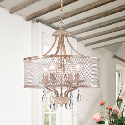 Warehouse of Tiffany Boyenn Rustic Brown/Gold 4-light 16-inch Candelabra Drum Chandelier