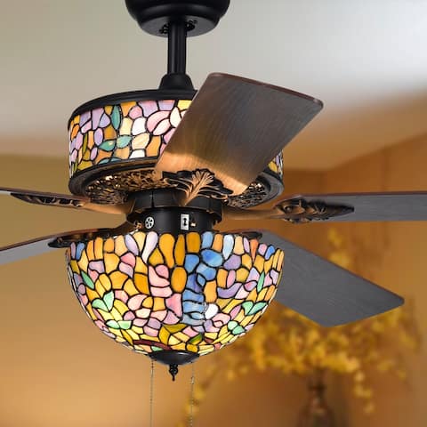 Hayfield 5-Blade Tiffany Lamp 52-Inch Ceiling Fan