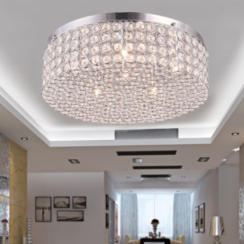 Giannis 6-light Flush Mount Ceiling Lamp Crystal and Chrome