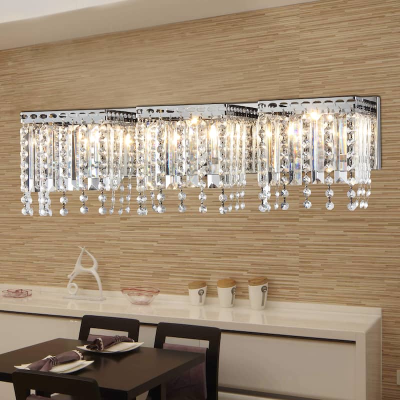 Fatima 3-light Chrome 26-inch Crystal Wall Lamp