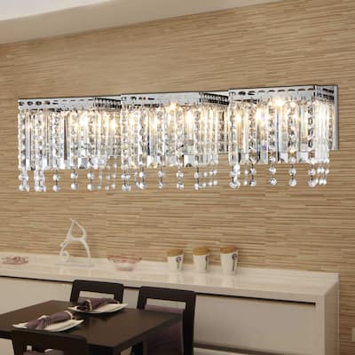 Fatima 3-light Chrome 26-inch Crystal Wall Lamp