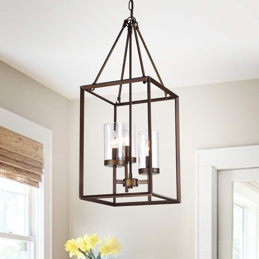 Jerling 3-Light Antique Bronze Candle Style Cage Pendant