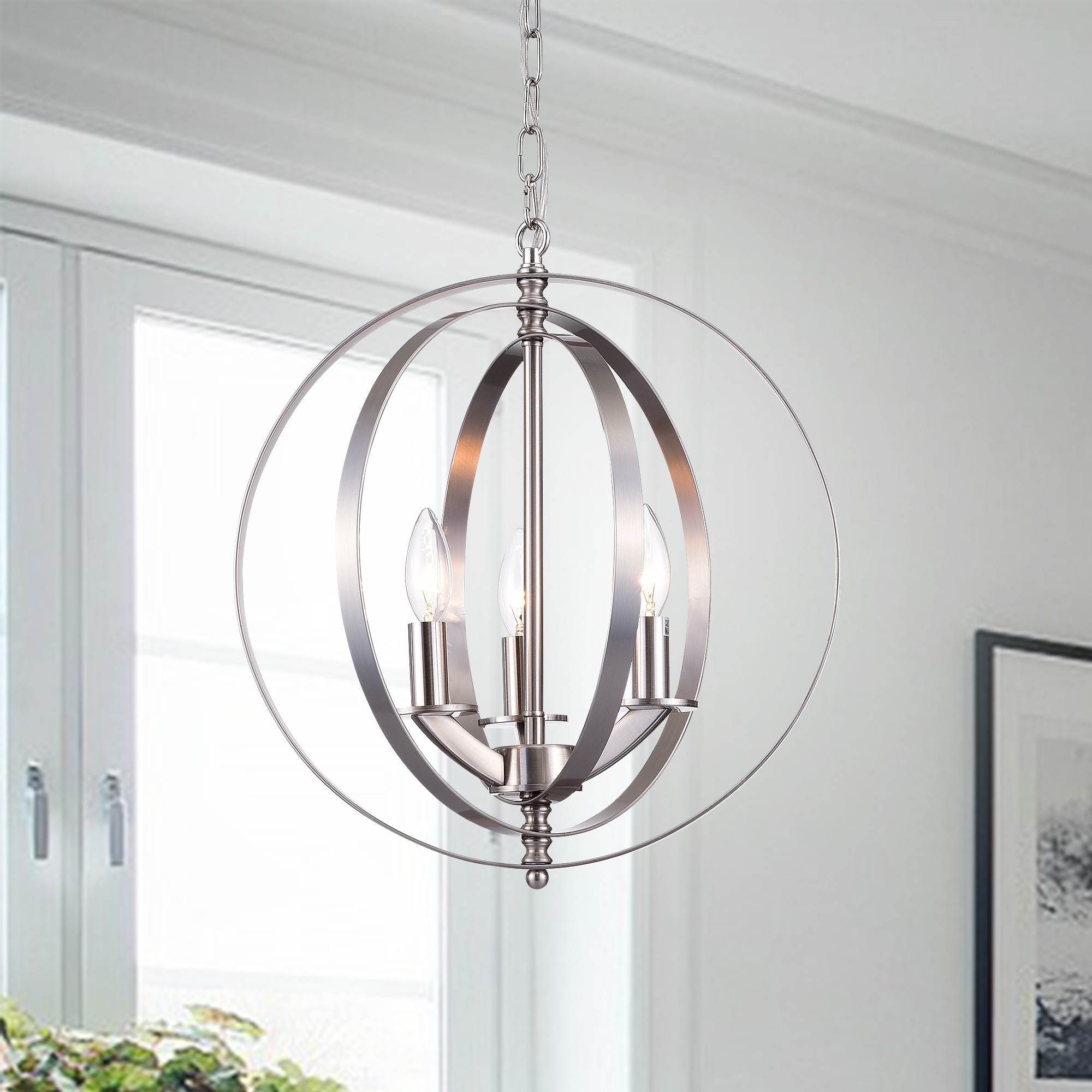 Warehouse of Tiffany Setsus Nickel 3-Light Chandelier Globe