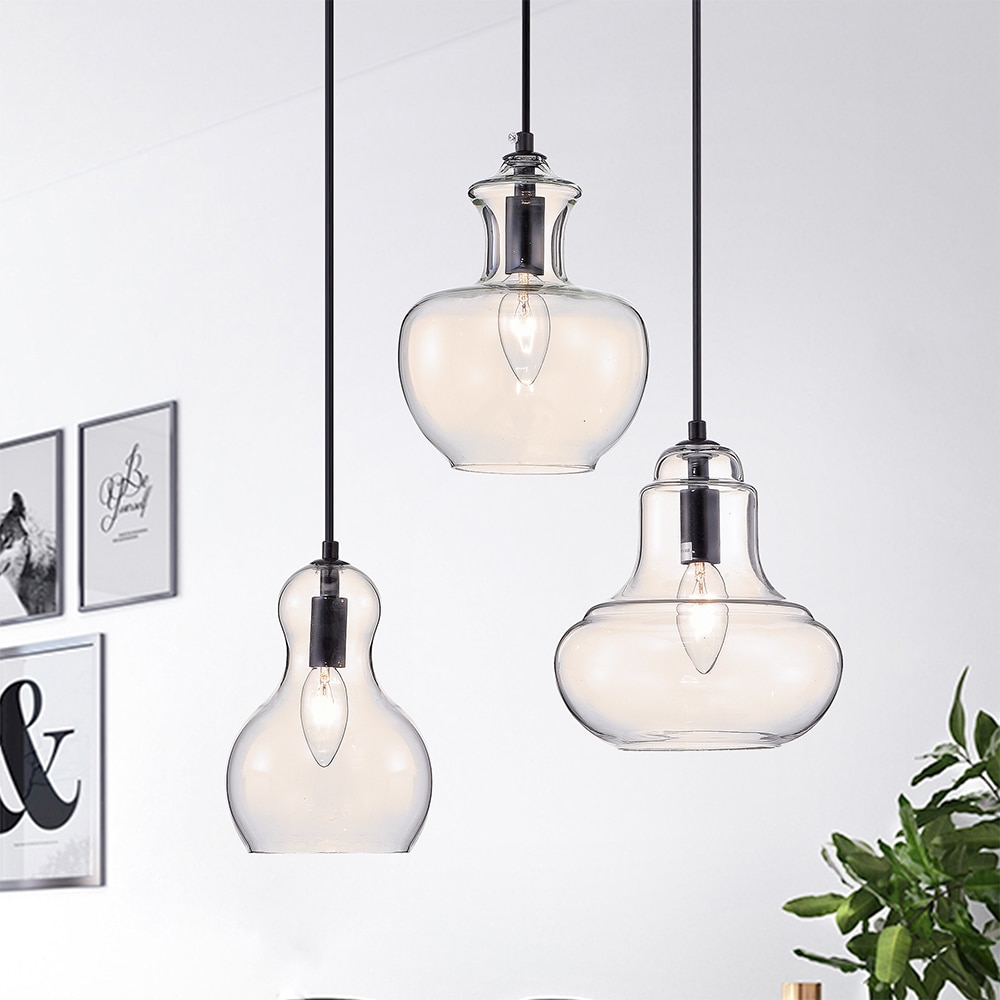 Warehouse of Tiffany Beveen Round 3-Light Glass Gourde Lamp Collection