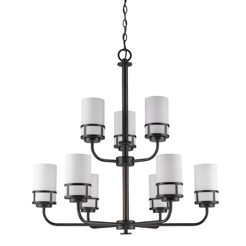 Acclaim Lighting Alexis Oil-rubbed Bronze-finished Steel 9-light Chandelier with Opal Glass Shades (31.25 inch, 9-Light, Oil Rubbed Bronze) - Chandeliers For Bedrooms by Overstock.com