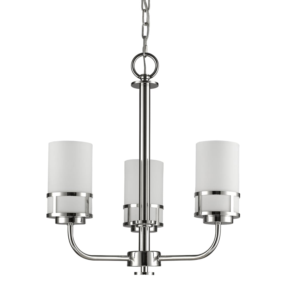 Acclaim Lighting Alexis Polished NIckel Metal Indoor 3-light Mini Chandelier with Glass Shades (20 inch, 3-Light, Polished Nickel) - Chandeliers For Bedrooms by Overstock.com
