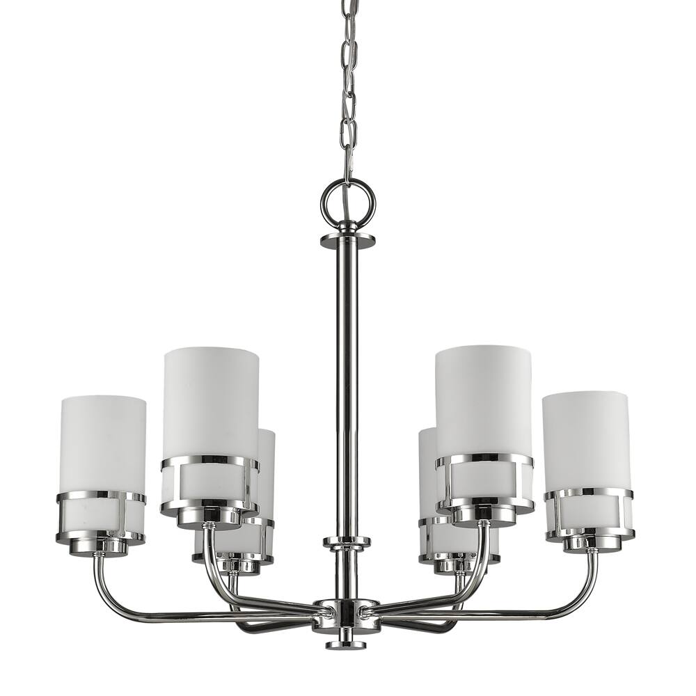 Acclaim Lighting Alexis Polished Nickel 6-Light Chandelier with Glass Shades (21 inch, 6-Light, Polished Nickel) - Chandeliers For Bedrooms by Overstock.com