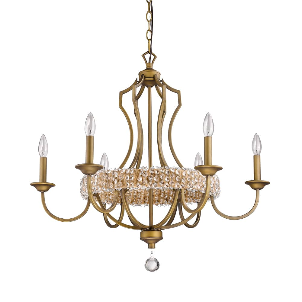 Acclaim Lighting Ava Raw Brass Finish Steel Crystal Pendant 6-light Chandelier (6-Light, Oil Rubbed Bronze) - Chandeliers For Bedrooms by Overstock.com