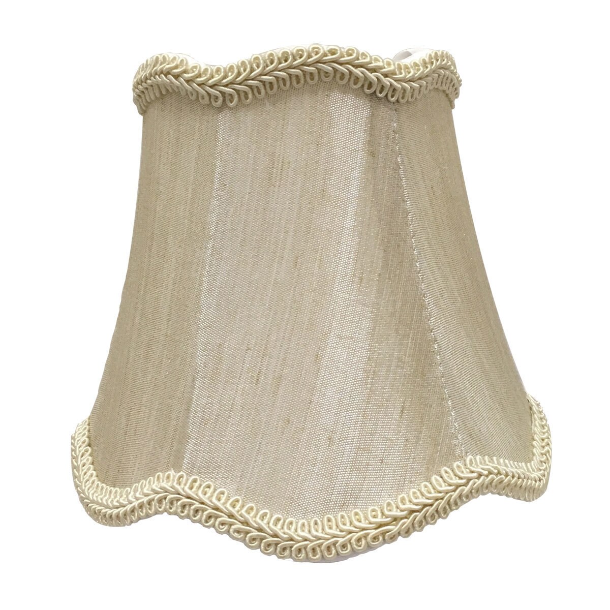 Royal Designs Chandelier Lamp Shade - 3" x 5" x 4.5" - Scalloped Bell - Beige - Clip-On (Set of 6) - Chandeliers For Bedrooms by Overstock.com
