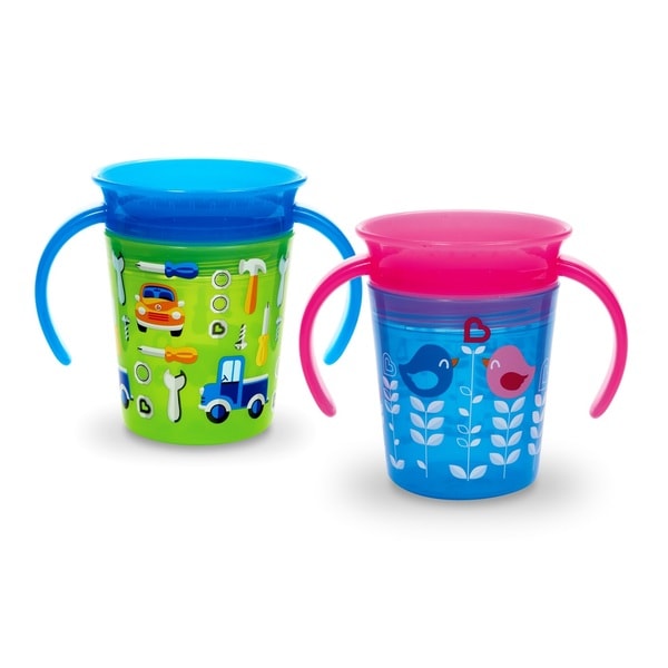 2 Count *FREE SHIPPING* Munchkin Miracle 360 Degree 10 Oz Sippy Cup Green//Blue