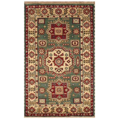Handmade Kazak Wool Rug (India) - 3' x 5'