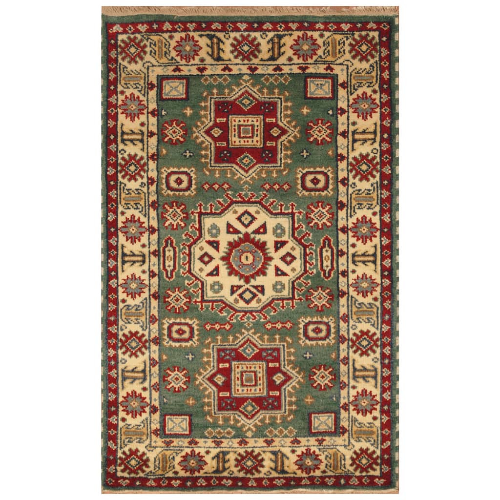 Handmade Kazak Wool Rug (India) - 3' x 5'