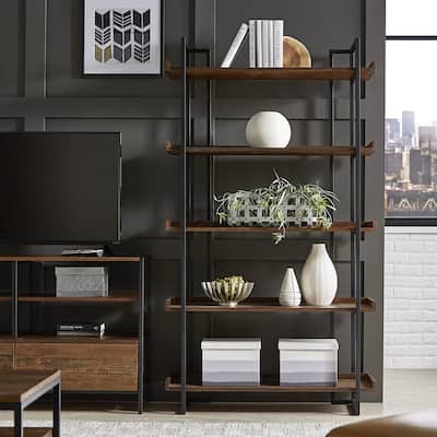 Corey Rustic Brown Etagere Bookcases by iNSPIRE Q Modern