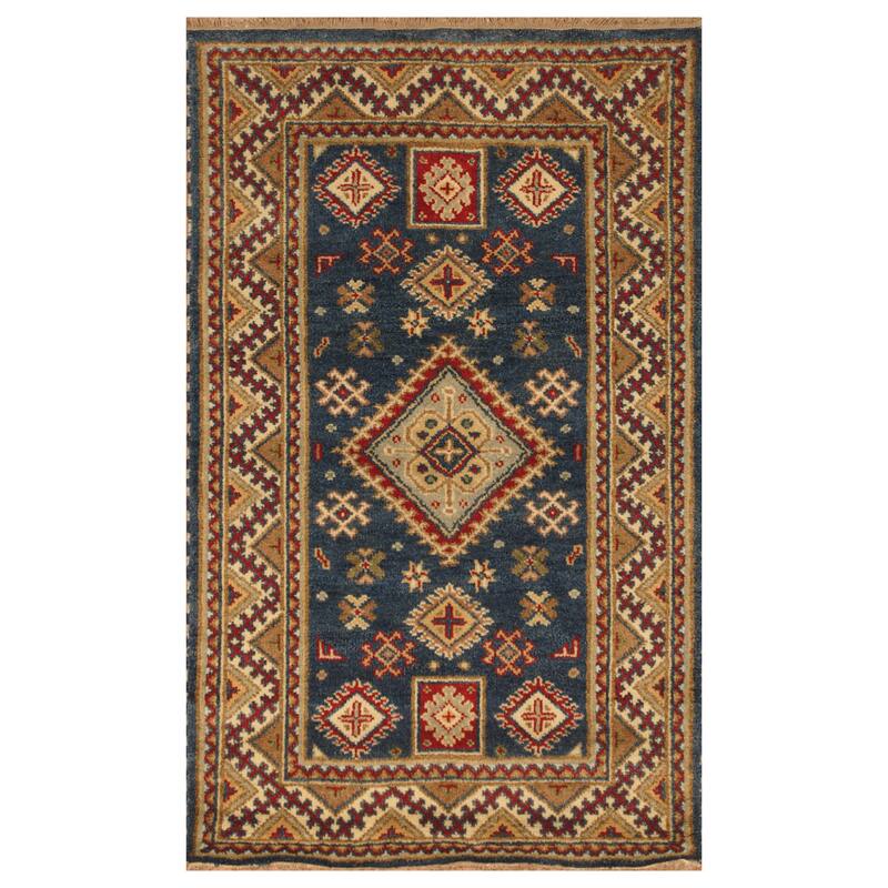 Handmade Kazak Wool Rug (India) - 3' x 5'