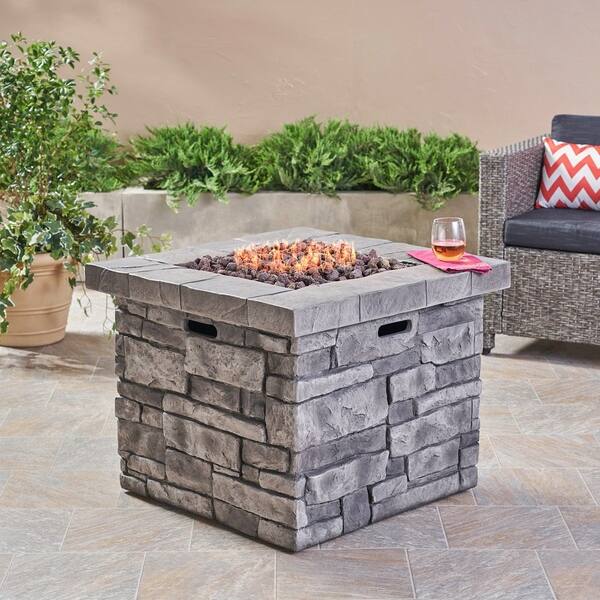 Shop Angeles Outdoor Propane Square Fire Pit Table With Lava Rocks