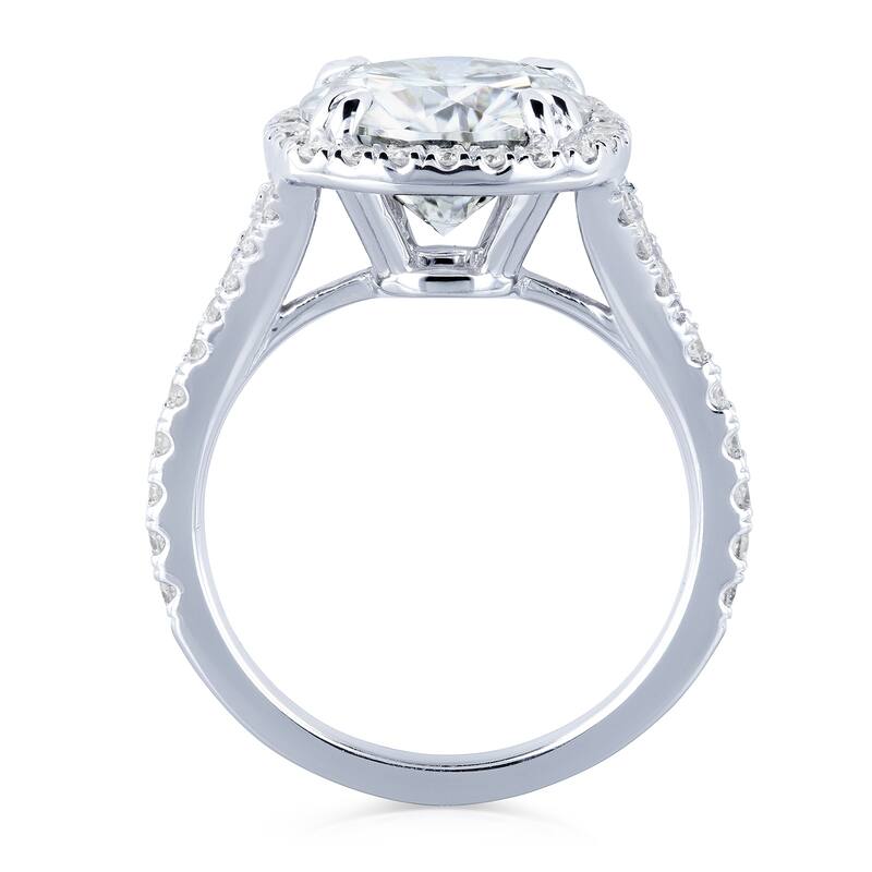 Annello by Kobelli 14k Gold 3 5/8ct TGW Round Moissanite and Diamond Halo Split Shank Engagement Ring