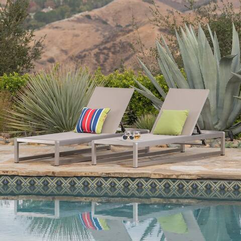 Metten Outdoor Mesh Chaise Lounge (Set of 2) by Christopher Knight Home