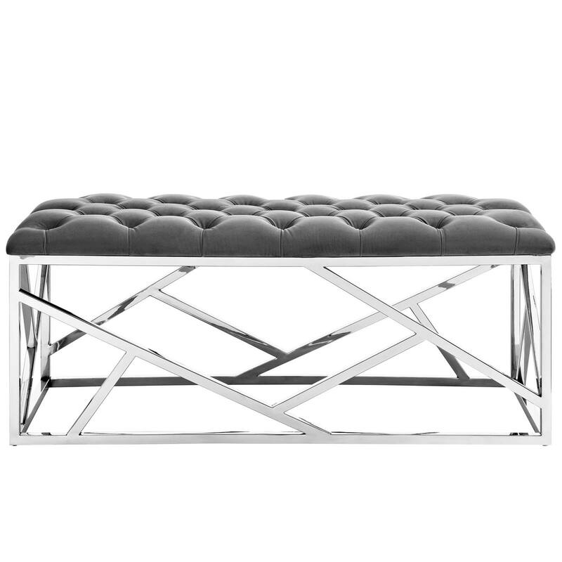 Silver Orchid Sebastian Button-tufted Bench