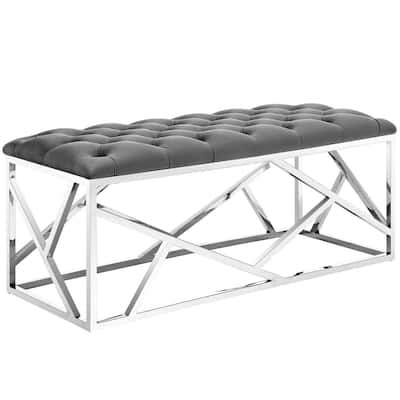 Silver Orchid Sebastian Button-tufted Bench