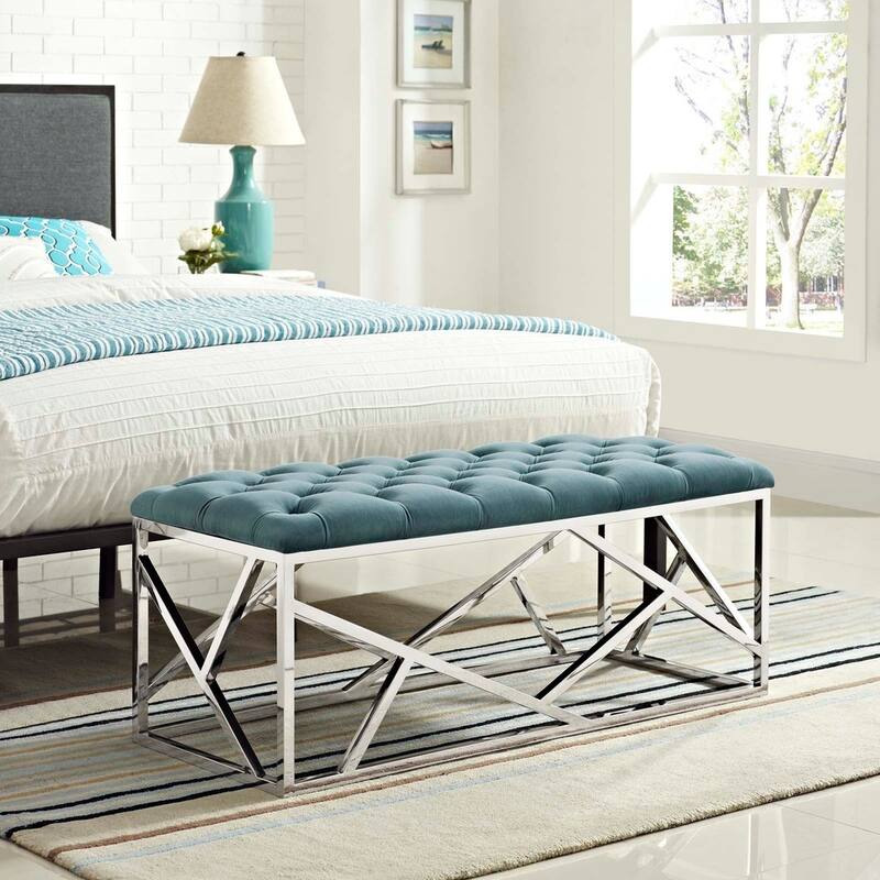 Silver Orchid Sebastian Button-tufted Bench