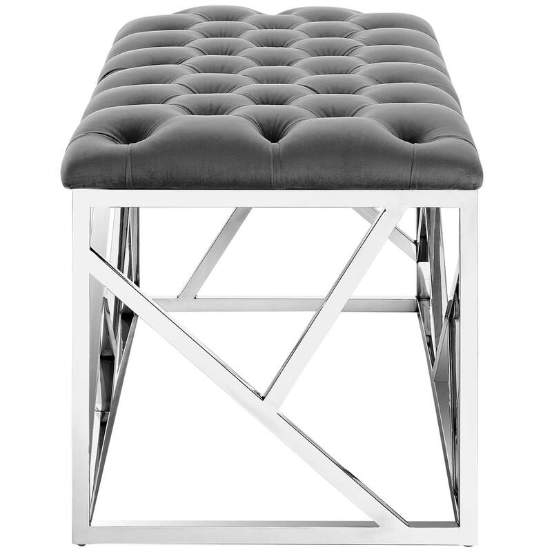 Silver Orchid Sebastian Button-tufted Bench