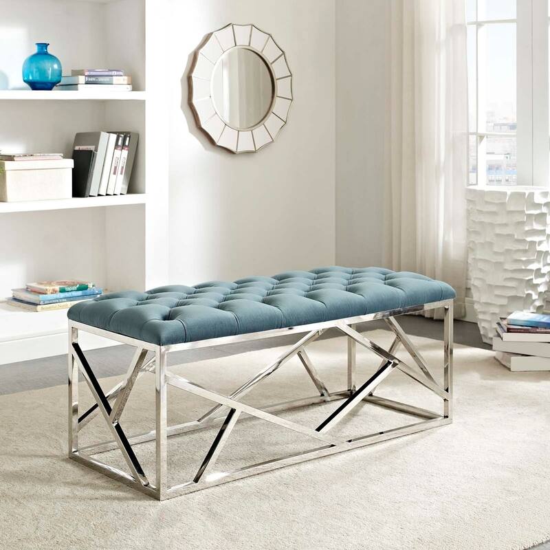 Silver Orchid Sebastian Button-tufted Bench