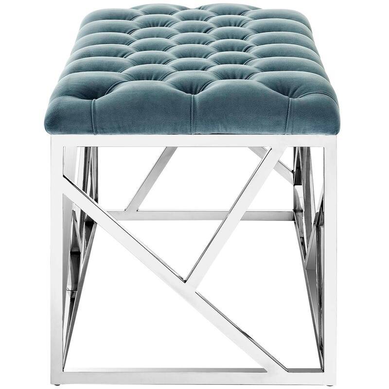 Silver Orchid Sebastian Button-tufted Bench