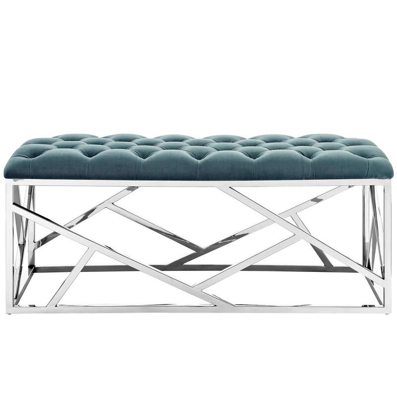 Silver Orchid Sebastian Button-tufted Bench