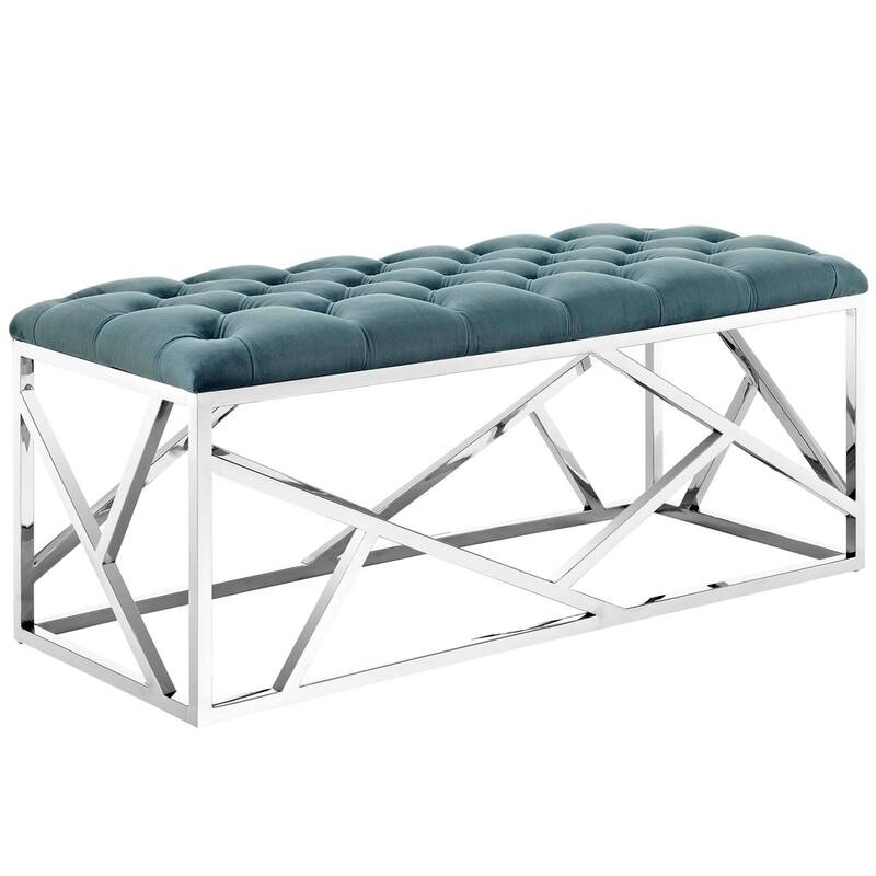 Silver Orchid Sebastian Button-tufted Bench