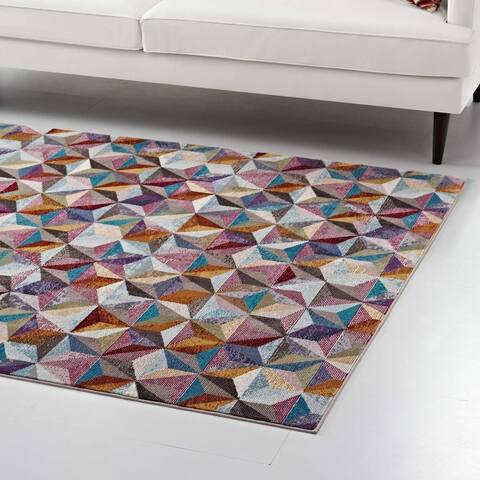 Arisa Colorful Geometric Hexagon Mosaic Area Rug