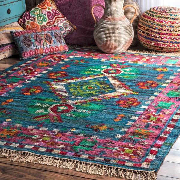 Nuloom Boho Multicolor Southwestern Cotton Flatweave Diamond Medallion