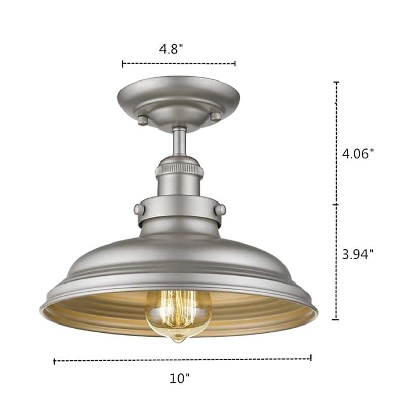 Transitional 1-light Silver Painted Semi-Flush Mount