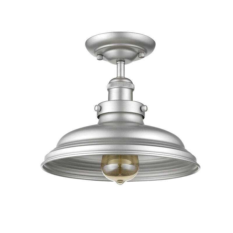 Transitional 1-light Silver Painted Semi-Flush Mount