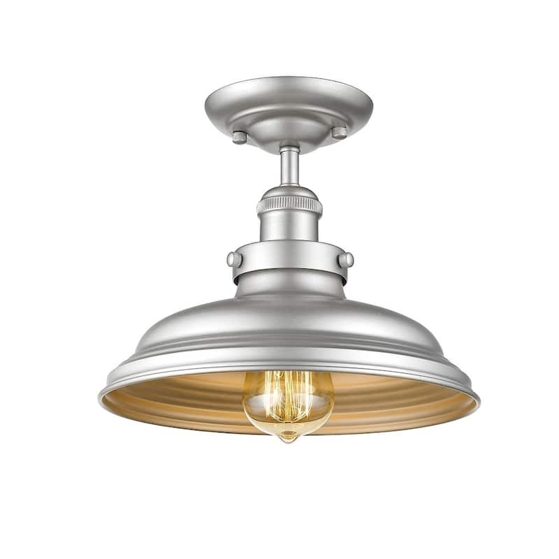 Transitional 1-light Silver Painted Semi-Flush Mount