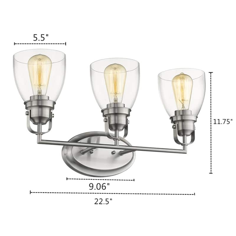 Transitional 3-light Brushed Nickel Bath/Vanity Fixture - Brushed Nickel