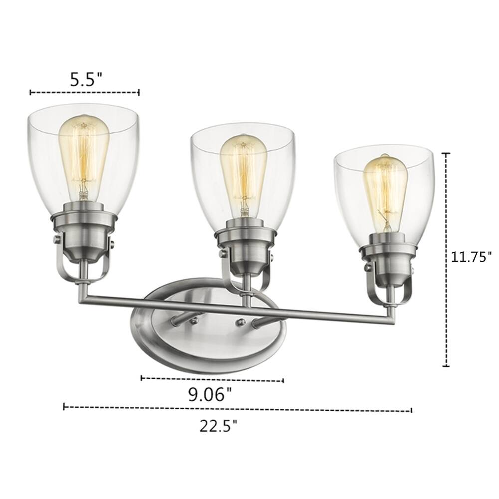 Transitional 3-light Brushed Nickel Bath/Vanity Fixture
