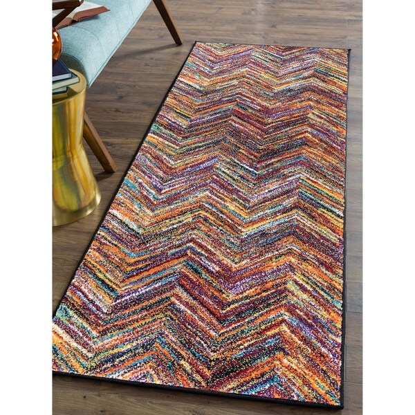 Shop Alise Rugs Rhapsody Contemporary Chevron Runner Rug multi 2'7