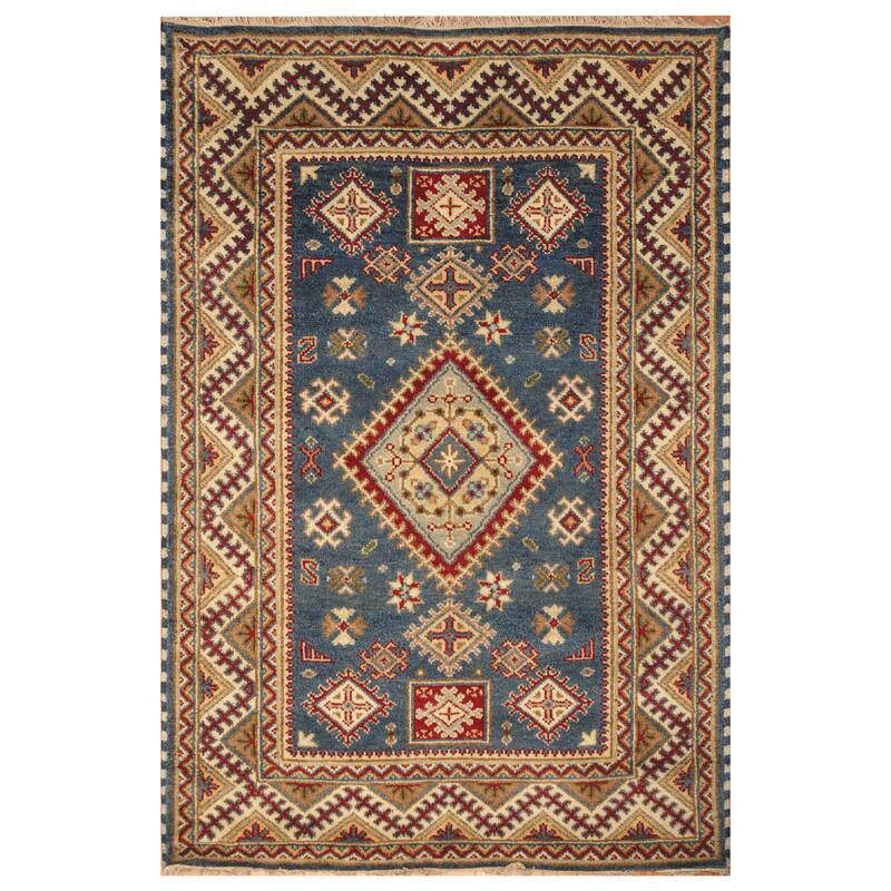 Handmade Kazak Wool Rug (India) - 4' x 6'