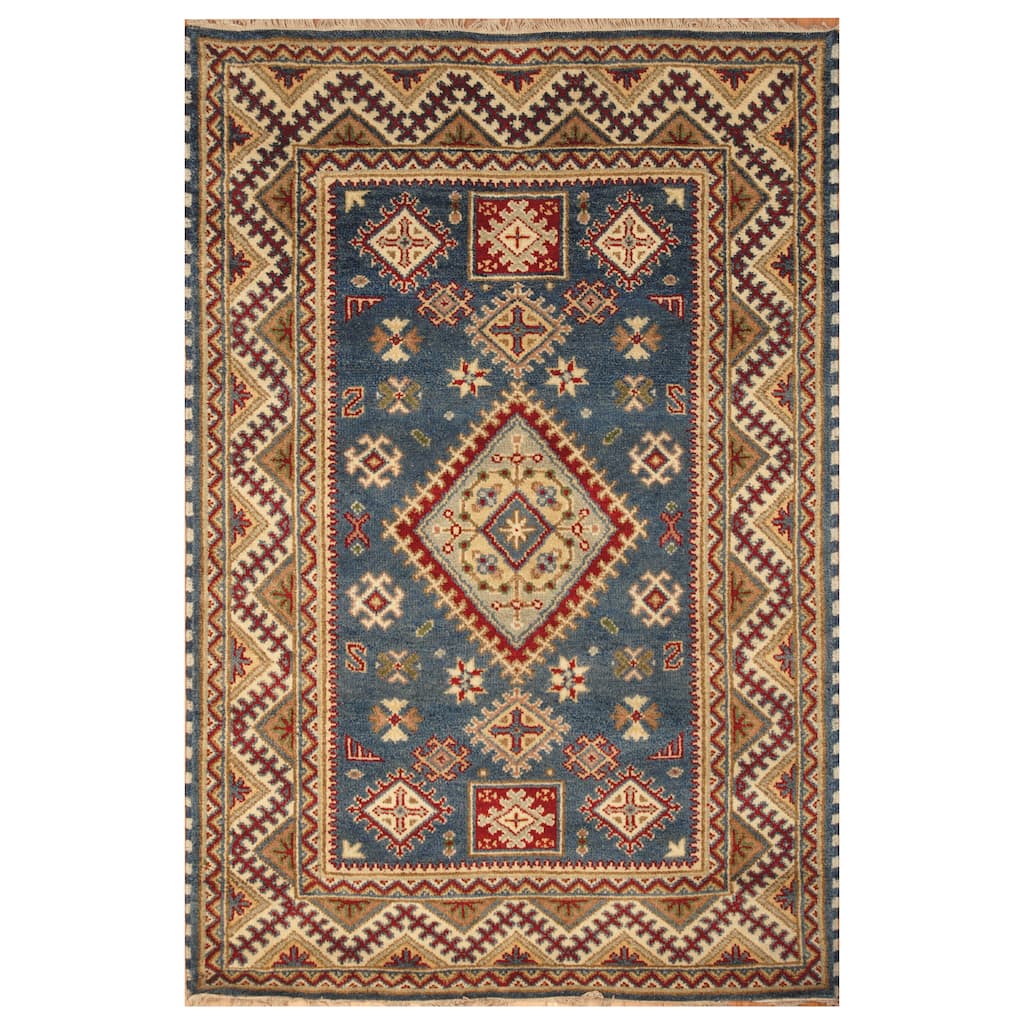 Handmade Kazak Wool Rug (India) - 4' x 6'