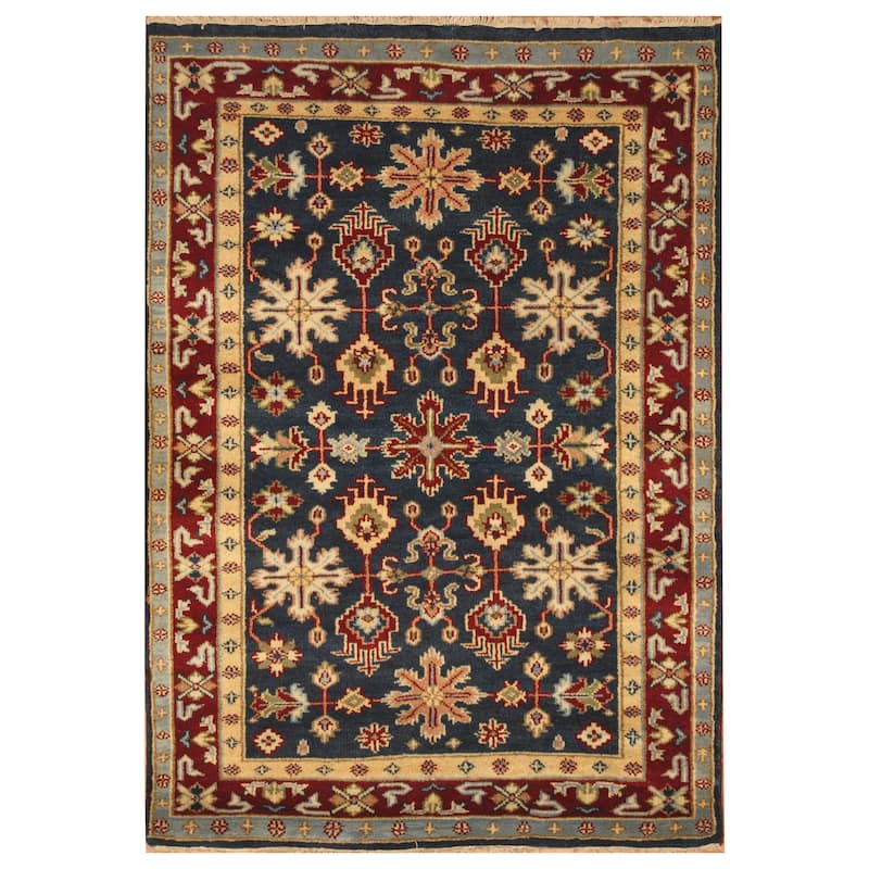 Handmade Kazak Wool Rug (India) - 4' x 6'
