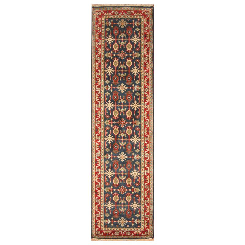 Handmade Kazak Wool Runner (India) - 2'6 x 10'