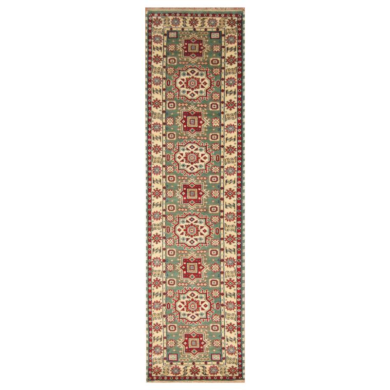 Handmade Kazak Wool Runner (India) - 2'6 x 10'