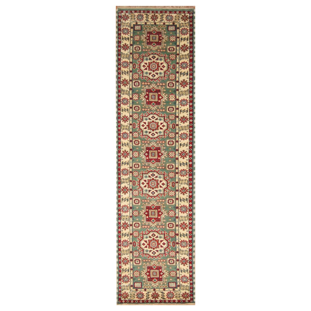 Handmade Kazak Wool Runner (India) - 2'6 x 10'