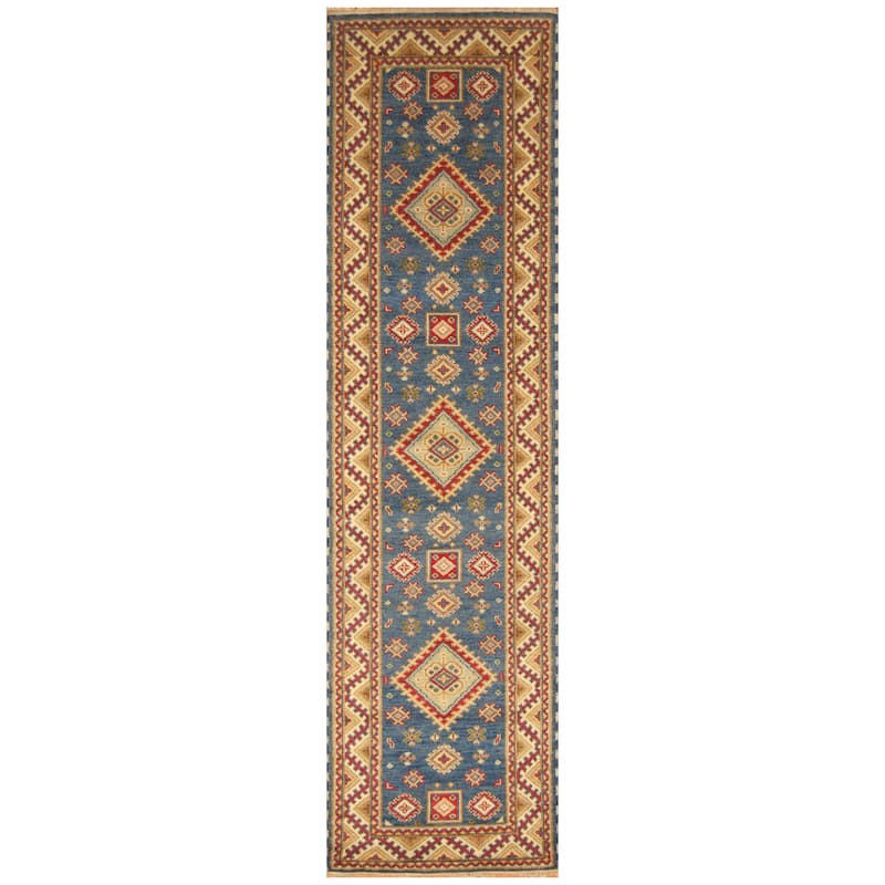 Handmade Kazak Wool Runner (India) - 2'6 x 10'