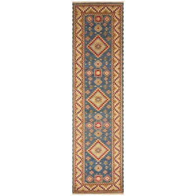 Handmade Kazak Wool Runner (India) - 2'6 x 10'