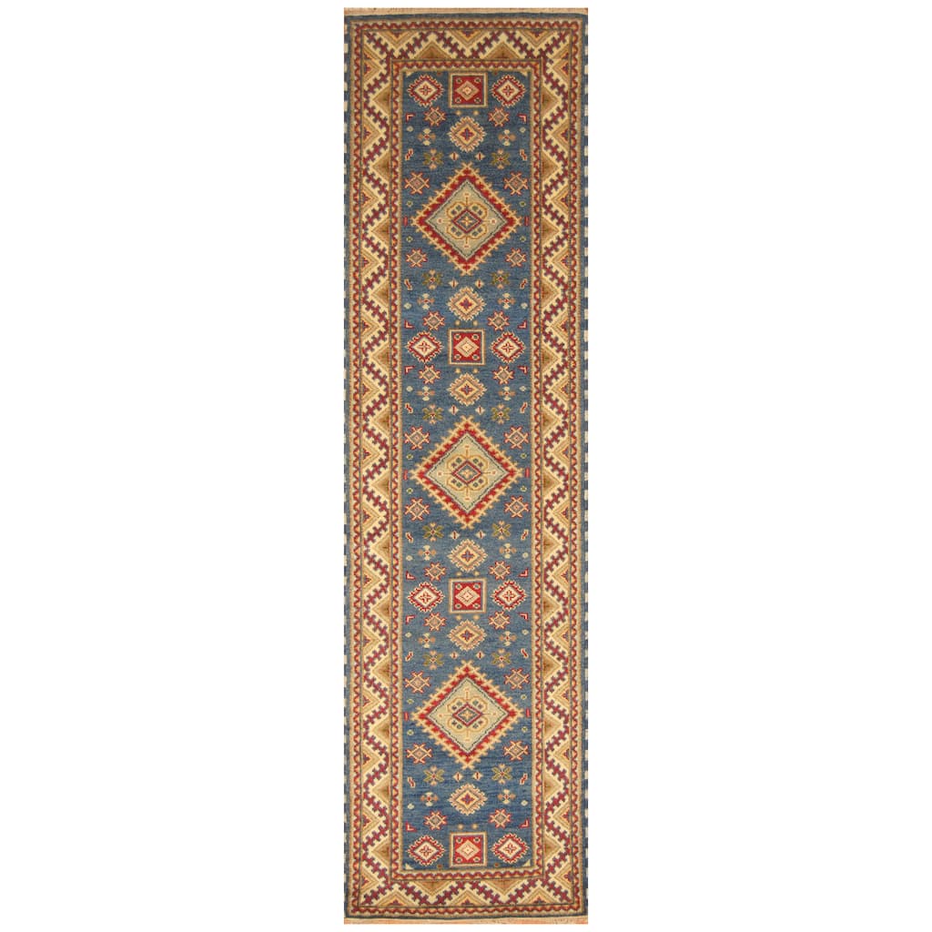 Handmade Kazak Wool Runner (India) - 2'6 x 10'