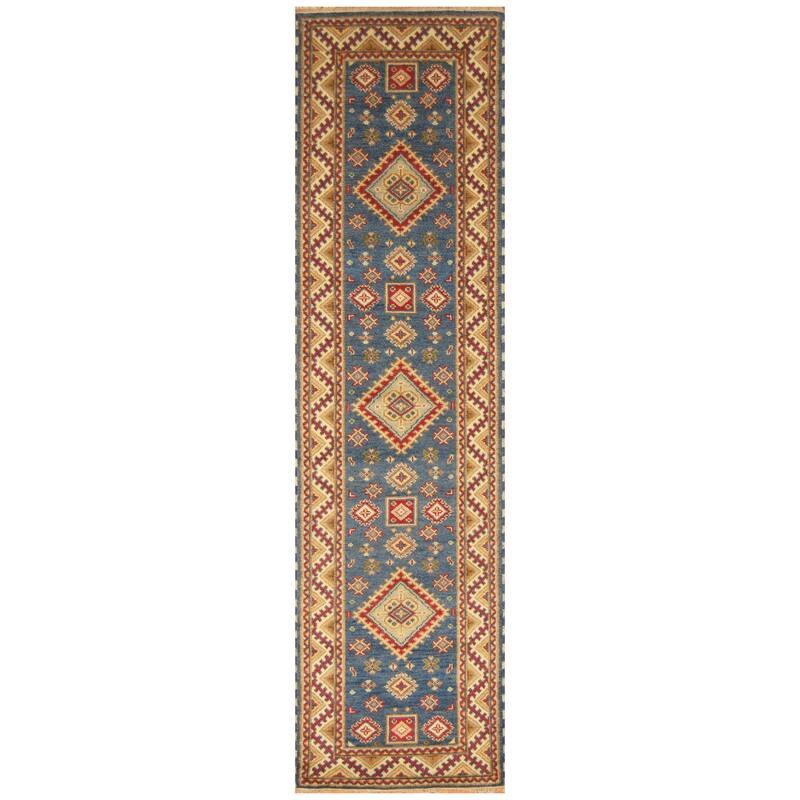 Handmade Kazak Wool Runner (India) - 2'6 x 10'