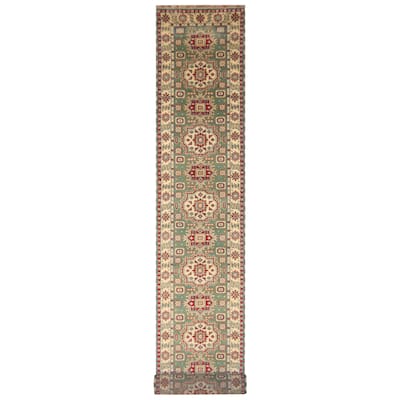 Handmade Kazak Wool Runner (India) - 2'6 x 20'