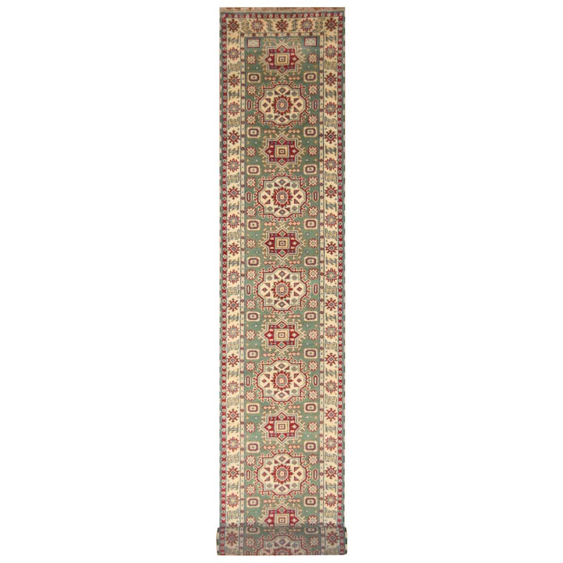 Handmade Kazak Wool Runner (India) - 2'6 x 20'